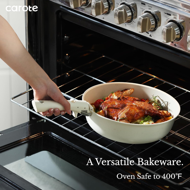 11Pcs Pots and Pans Set, Nonstick Cookware Detachable/Removable Handle, Inductio