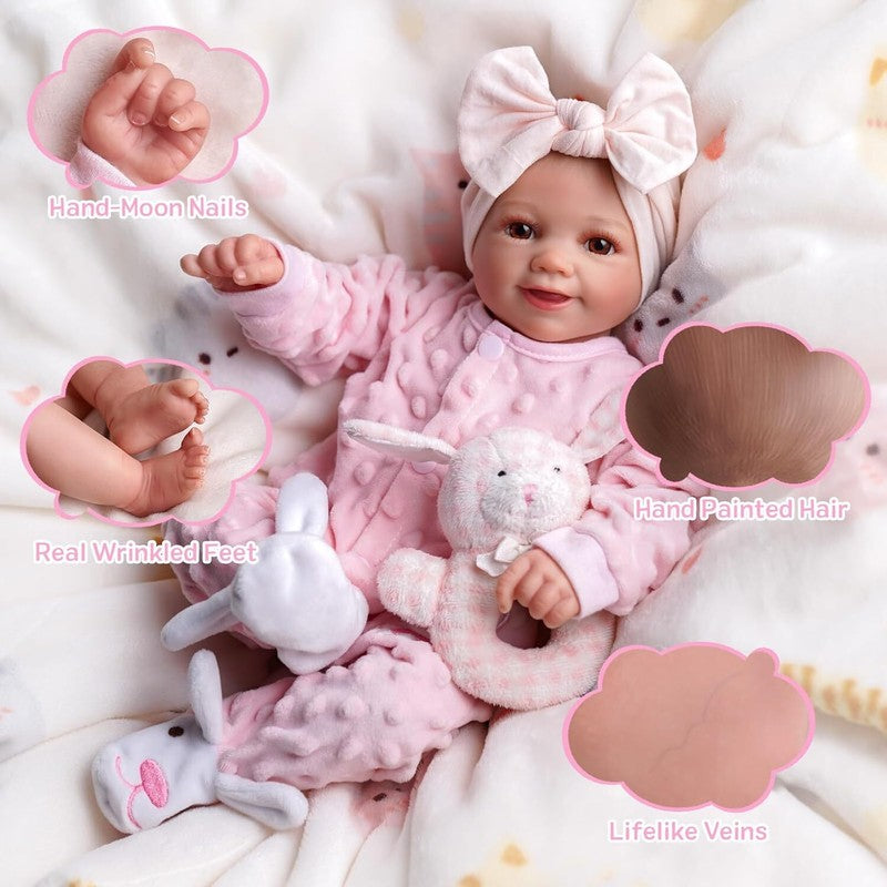 BABESIDE Reborn Baby Dolls Sunny - 17Inch Cute Soft Vinyl Realistic Baby Doll Poseable Smiling Real Life Baby Dolls with Complete Accessories for 3+ Years Old Gifts : Toys & Games