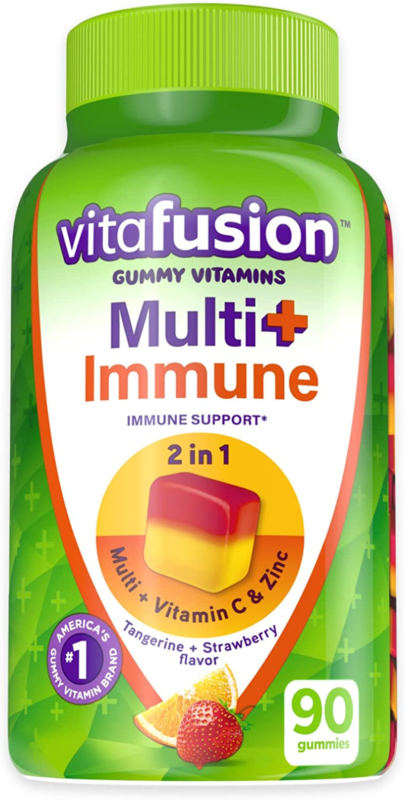 Vitafusion Multi+ Immune Support* – 2-in-1 Benefits & Flavors – Adult Gummy Vitamins with Vitamin C, Zinc, Daily Multivitamins, 90 Count : Health & Household
