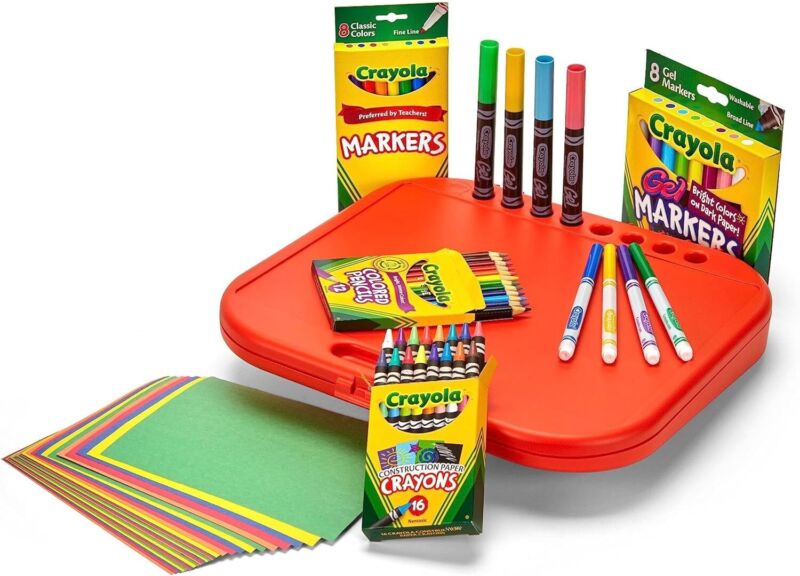 Crayola Create 'N Carry Art Set (75pcs), 2-in-1 Lap Desk & Carrying Case, Art Kit for Kids Crafts, Drawing & Coloring Supplies, Easter Gifts for Kids : Toys & Games