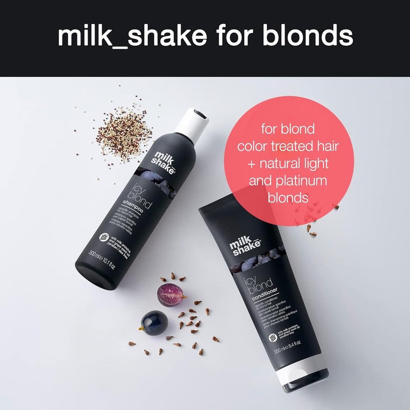 milk_shake icy blond conditioner | toning conditioner with black pigment to neutralize yellow and brass in platinum blonde hair | smooths, hydrates, and brightens cool tones | 8.4 Fl Oz : Beauty & Personal Care