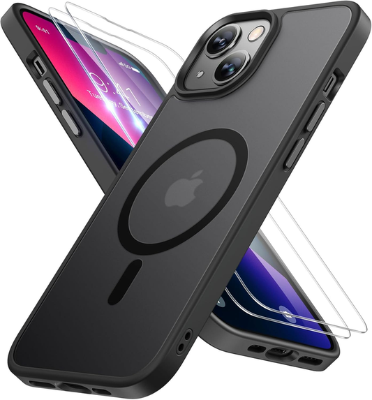 Miracase Magnetic Series for iPhone 13 Case [Compatible with MagSafe] [with 2X Screen Protectors] Military-Grade Protection, Anti-Fingerprint, Slim Design Phone Case for iPhone 13, Graphite Black : Cell Phones & Accessories